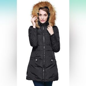 Orolay Women's Winter Down Jacket with Faux Fur Trim Hood